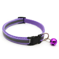 HKM-4524989 Reflective Monochrome Cat Collar with Copper Bell, Adjustable 19-32cm