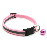 HKM-4524989 Reflective Monochrome Cat Collar with Copper Bell, Adjustable 19-32cm