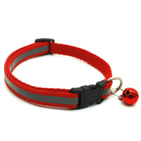 HKM-4524989 Reflective Monochrome Cat Collar with Copper Bell, Adjustable 19-32cm