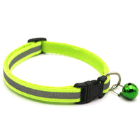 HKM-4524989 Reflective Monochrome Cat Collar with Copper Bell, Adjustable 19-32cm