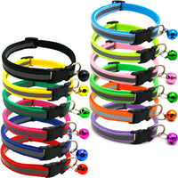 HKM-4524989 Reflective Monochrome Cat Collar with Copper Bell, Adjustable 19-32cm