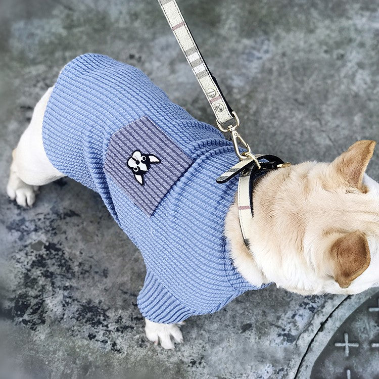 HKM-4525373 Casual Contrast Pocket Embroidered Dog T-Shirt for Everyday Wear