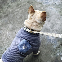 HKM-4525373 Casual Contrast Pocket Embroidered Dog T-Shirt for Everyday Wear