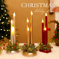 HKM-452563 LED Electronic Candle Christmas Decorations in Gold, Silver, and Red - Ideal for Holiday Decor