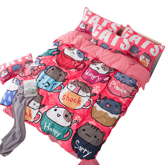 HKM-452627 Cartoon-Themed 1.8m Bedding Set - Three or Four-Piece Collection for Dormitory