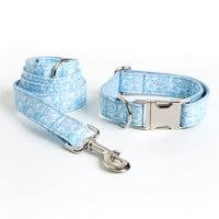 HKM-4526781 Paisley Pattern Dog Collar and Leash Set with Bow - Polyester Material, Multiple Sizes Available