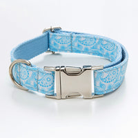 HKM-4526781 Paisley Pattern Dog Collar and Leash Set with Bow - Polyester Material, Multiple Sizes Available
