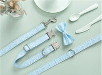HKM-4526781 Paisley Pattern Dog Collar and Leash Set with Bow - Polyester Material, Multiple Sizes Available