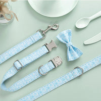 HKM-4526781 Paisley Pattern Dog Collar and Leash Set with Bow - Polyester Material, Multiple Sizes Available