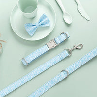 HKM-4526781 Paisley Pattern Dog Collar and Leash Set with Bow - Polyester Material, Multiple Sizes Available
