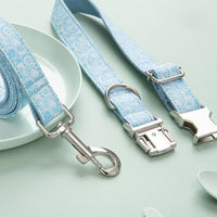 HKM-4526781 Paisley Pattern Dog Collar and Leash Set with Bow - Polyester Material, Multiple Sizes Available