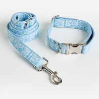 HKM-4526781 Paisley Pattern Dog Collar and Leash Set with Bow - Polyester Material, Multiple Sizes Available