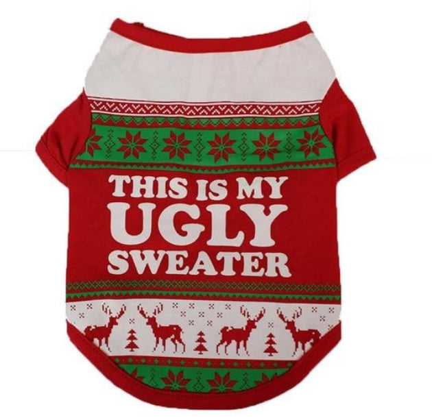 HKM-4527165 Autumn and Christmas Two-Legged Vest for Puppies - Cute Teddy Clothes