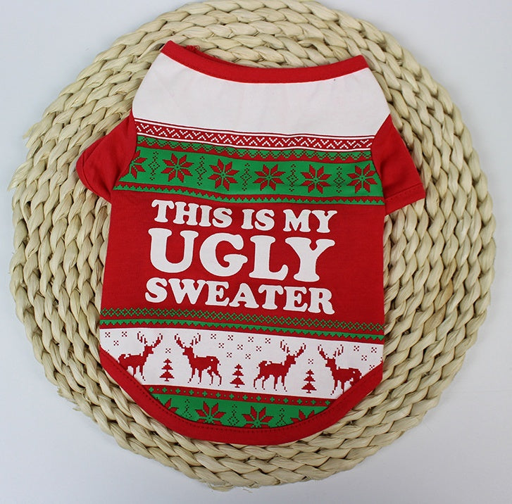 HKM-4527165 Autumn and Christmas Two-Legged Vest for Puppies - Cute Teddy Clothes