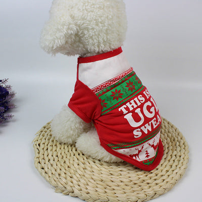 HKM-4527165 Autumn and Christmas Two-Legged Vest for Puppies - Cute Teddy Clothes