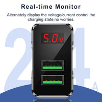 HKM-452819 Dual USB Smart Charger 10.5W for European and American Outlets, 2.4A Max Output