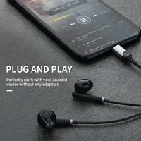 HKM-452947 USB C Wired Earbuds with Microphone for iPhone 15 Pro Max - Comfort Fit with Deep Bass Sound