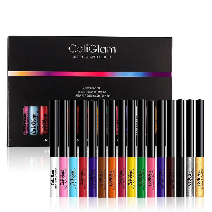 HKM-453011 Waterproof Long-Lasting Liquid Eyeliner Set - 16 Colors, Fine Tip, Non-Smudge