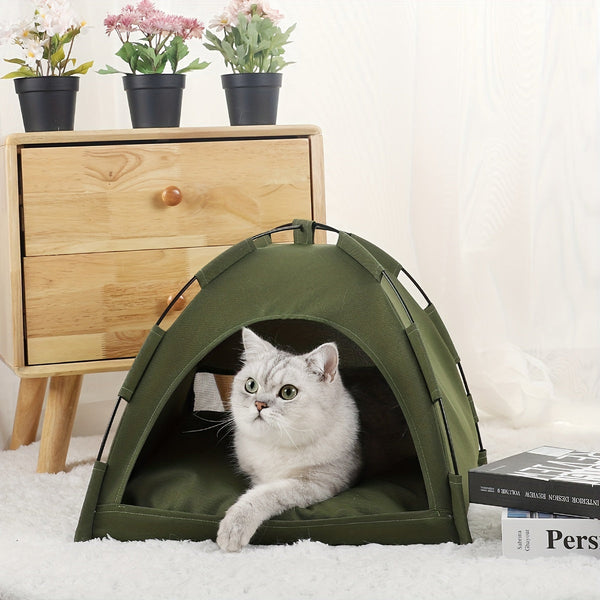 HKM-4530237 Cozy Portable Cat Tent Bed with Removable Non-Slip Soft Pad for Cats and Small Dogs