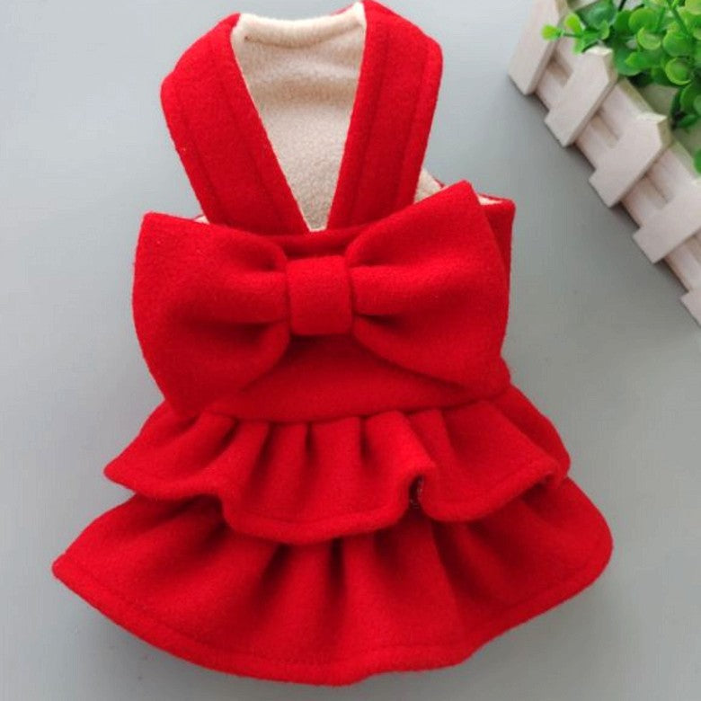 HKM-4531133 Solid Color Pet Dress for New Year and Christmas - Wool Material, Various Sizes Available