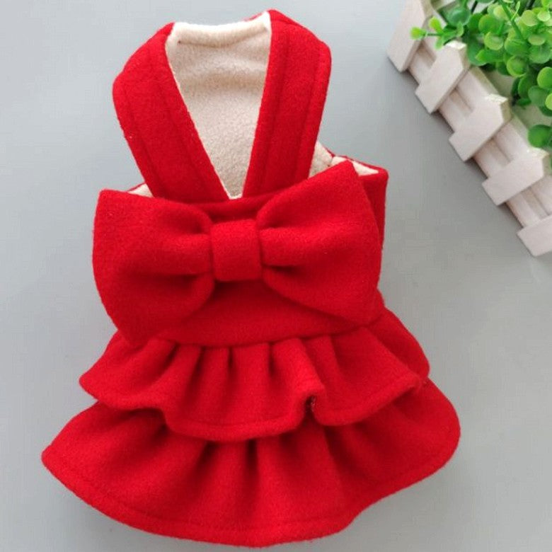 HKM-4531133 Solid Color Pet Dress for New Year and Christmas - Wool Material, Various Sizes Available