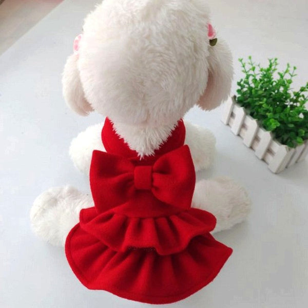 HKM-4531133 Solid Color Pet Dress for New Year and Christmas - Wool Material, Various Sizes Available