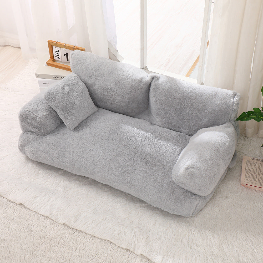 HKM-4534205 Warm Rabbit Plush Sofa Nest for Pets - Multiple Sizes Available