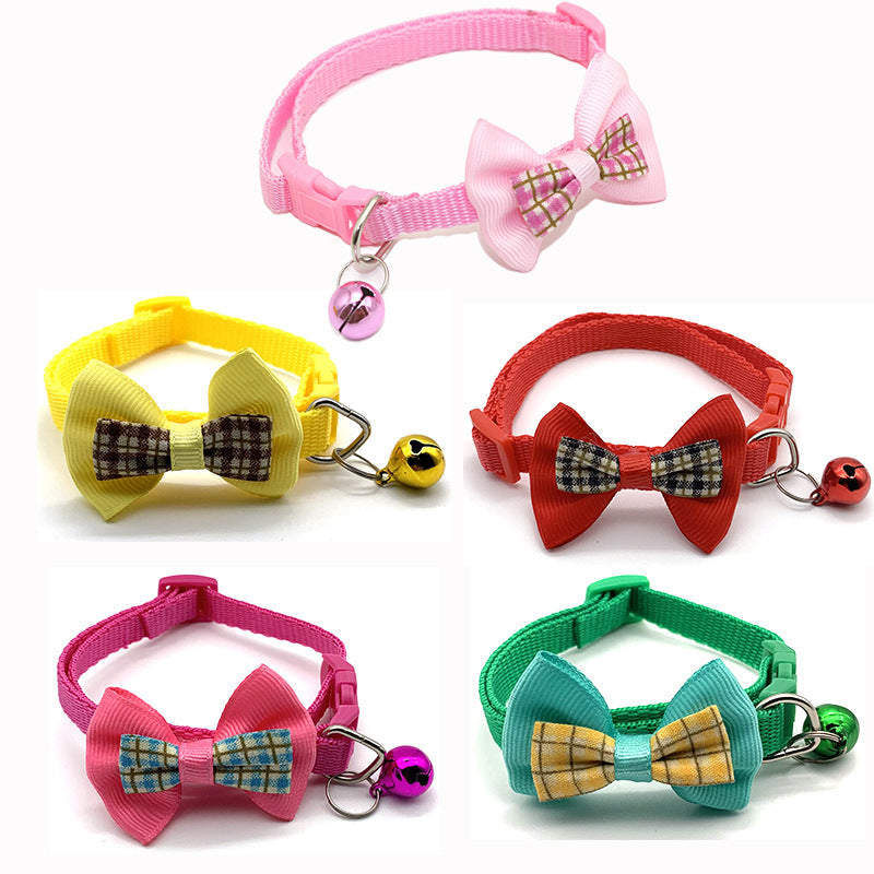 HKM-4534717 Plaid Bow Collar for Cats ¨C Casual Style, Universal Fit, Durable Polypropylene Material