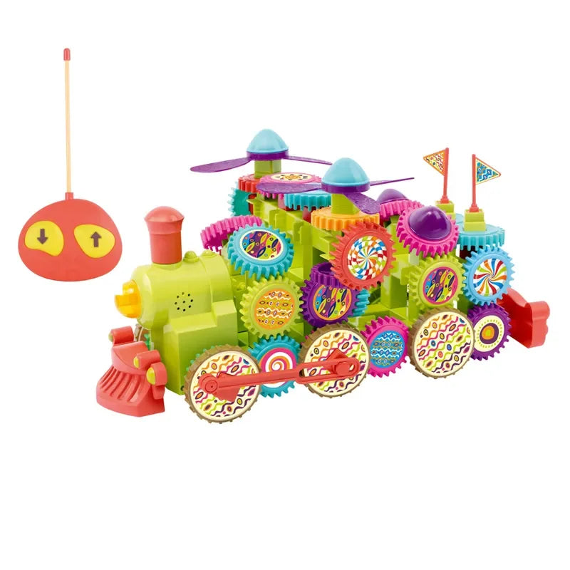 HKM-453587 Educational 112-Piece DIY Gear Block Toys with Music and Remote Control for Ages 2-4