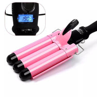 HKM-453587 Three-Tube Electric Curling Iron with Adjustable Temperature Control for Dry Hair