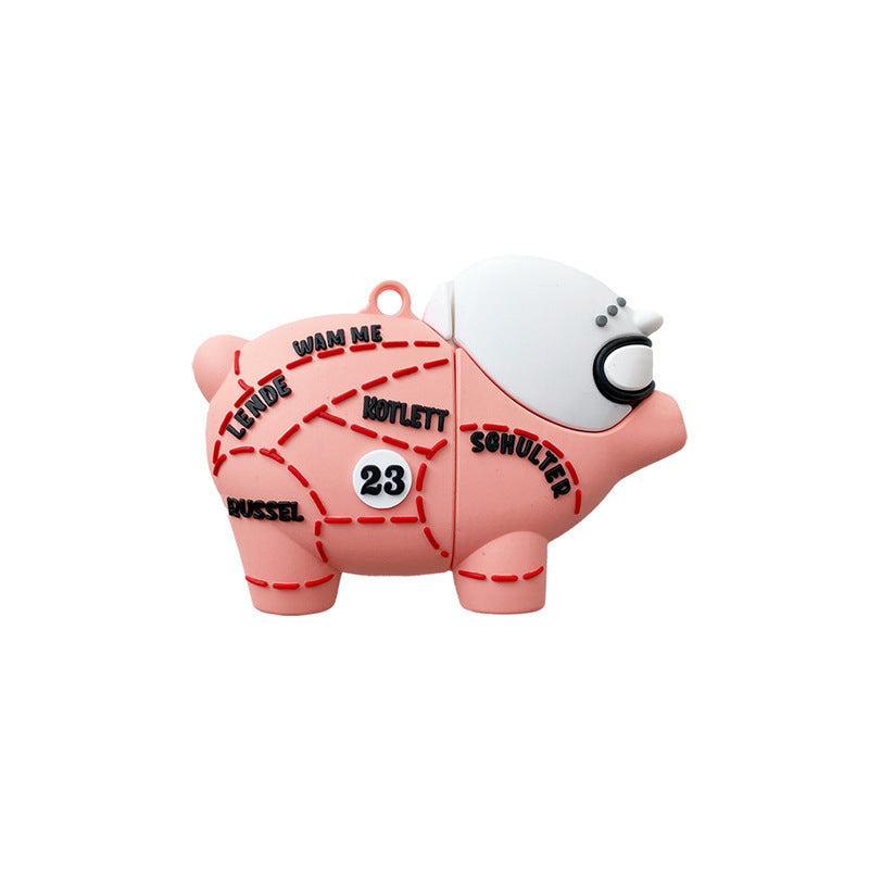HKM-453843 Pink Pig Silicone Earphone Sleeve with Hook for AirPods 1/2 and Pro 3