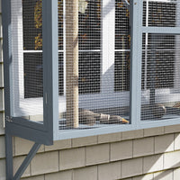 HKM-4538557 Spacious Multi-Level Cat Catio with Safety Net and Jumping Platforms for Outdoor Exploration