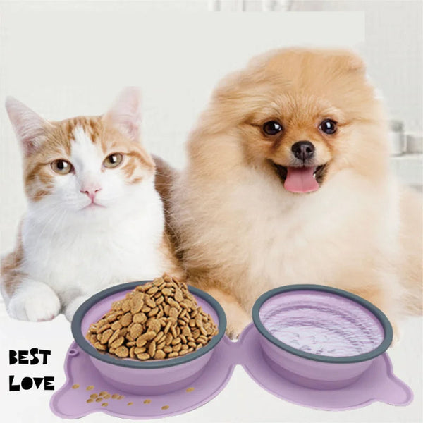 HKM-4538685 Collapsible Silicone Dog and Cat Bowls - Non-Slip Folding Pet Food and Water Bowls for Travel