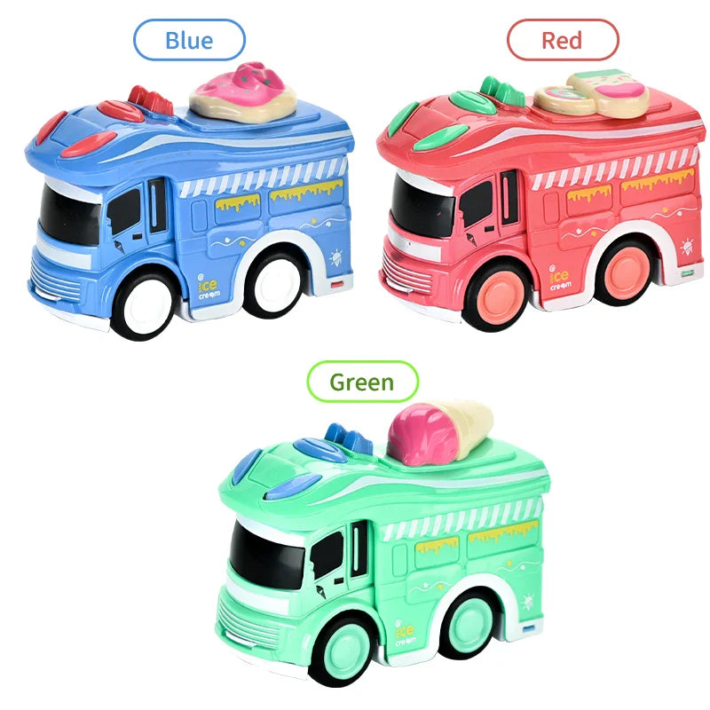 HKM-454355 Inertia Ice Cream Truck Diecast Toy Vehicle Model for Kids Ages 3+ - Random Color Selection