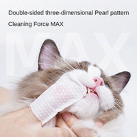 HKM-4543933 3-in-1 Pet Finger Wet Wipes for Dogs and Cats - Dental, Eye, and Ear Care - Pack of 50
