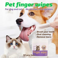 HKM-4543933 3-in-1 Pet Finger Wet Wipes for Dogs and Cats - Dental, Eye, and Ear Care - Pack of 50