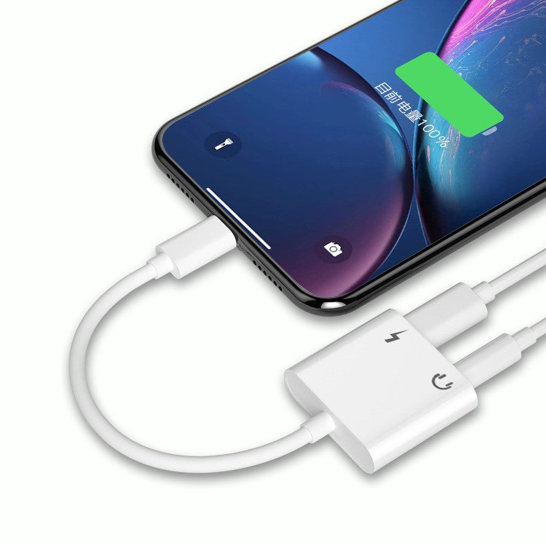 HKM-454483 2-in-1 3.5mm Audio Adapter with Charging Port for Apple Devices