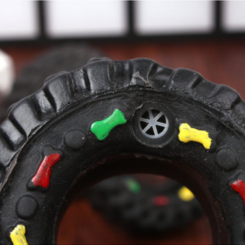 HKM-4545085 Small Audible Tire Toy for Dogs – Glue Material, 8 x 4 cm, Perfect for Pets