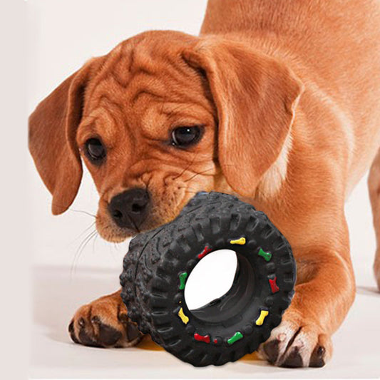 HKM-4545085 Small Audible Tire Toy for Dogs – Glue Material, 8 x 4 cm, Perfect for Pets