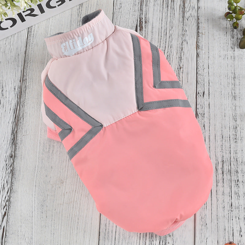 HKM-4546621 Puppy Reflective Stitch Jacket for All Seasons in Pink, Purple, and Blue, Sizes S-XXL