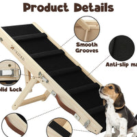 HKM-4547517 Wooden Adjustable Pet Dog Ladder - Foldable Non-slip Ramp for Easy Access