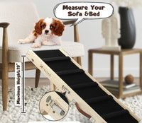 HKM-4547517 Wooden Adjustable Pet Dog Ladder - Foldable Non-slip Ramp for Easy Access