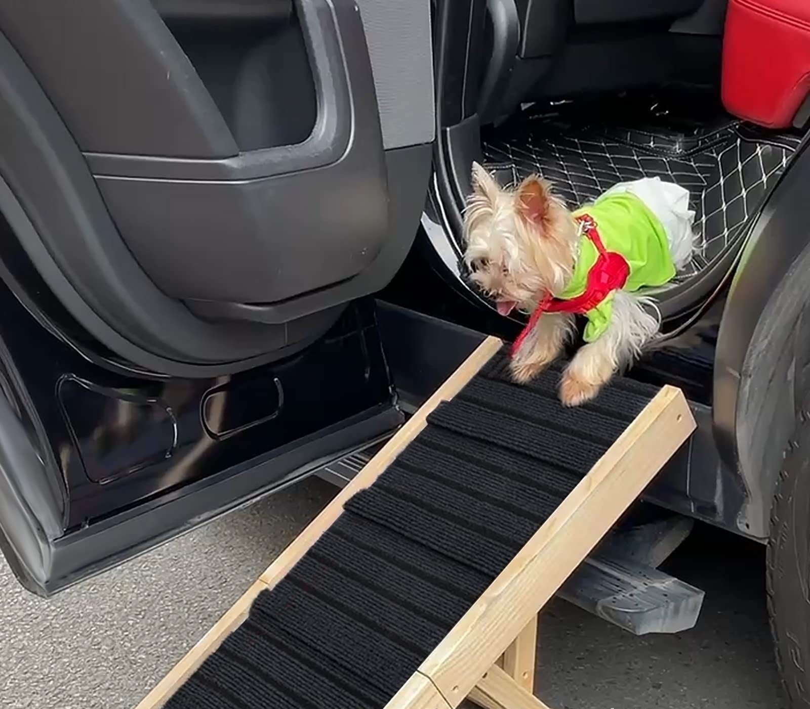 HKM-4547517 Wooden Adjustable Pet Dog Ladder - Foldable Non-slip Ramp for Easy Access