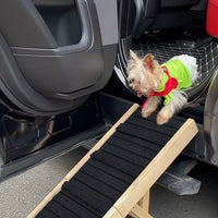 HKM-4547517 Wooden Adjustable Pet Dog Ladder - Foldable Non-slip Ramp for Easy Access