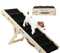 HKM-4547517 Wooden Adjustable Pet Dog Ladder - Foldable Non-slip Ramp for Easy Access