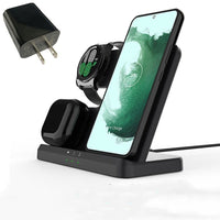HKM-454803 3-in-1 Multifunctional Fast Wireless Charging Station - Black & White Options