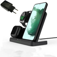 HKM-454803 3-in-1 Multifunctional Fast Wireless Charging Station - Black & White Options