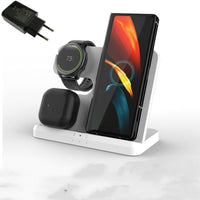 HKM-454803 3-in-1 Multifunctional Fast Wireless Charging Station - Black & White Options