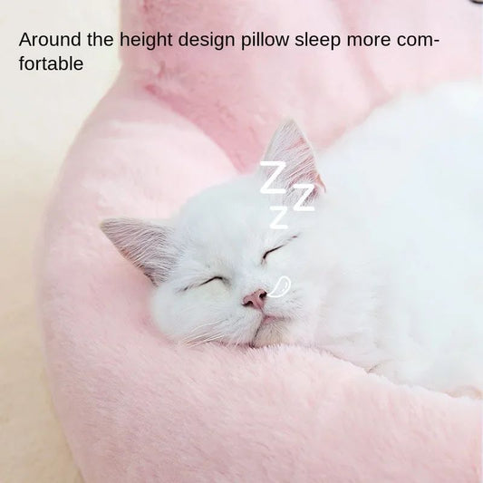 HKM-4548285 Cozy All-Season Cat Nest Cushion Bed for Comfortable Pet Relaxation
