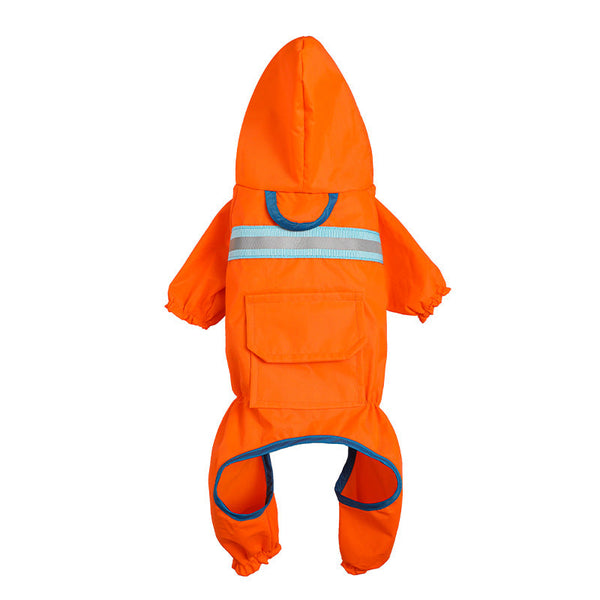 HKM-4548413 Reflective Pet Raincoat for Dogs - Lightweight and Casual Design in Orange, Black, Red, and Blue, Sizes S to XXL